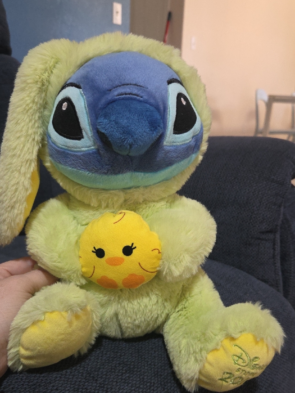 Disney Lime & Blue Bunny Plush Holding Yellow Chick